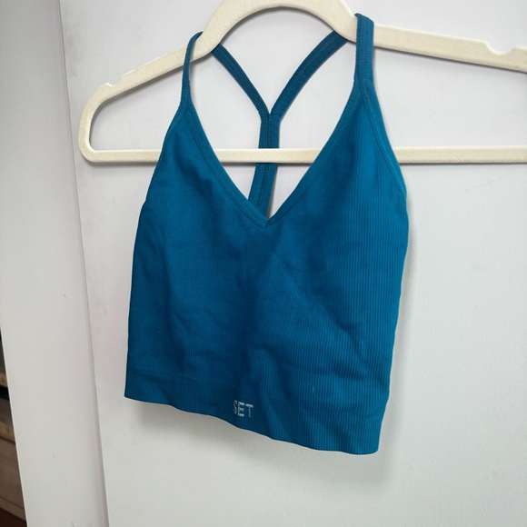 SET ACTIVE sculpt flex teal ribbed sports bra - Picture 3 of 5